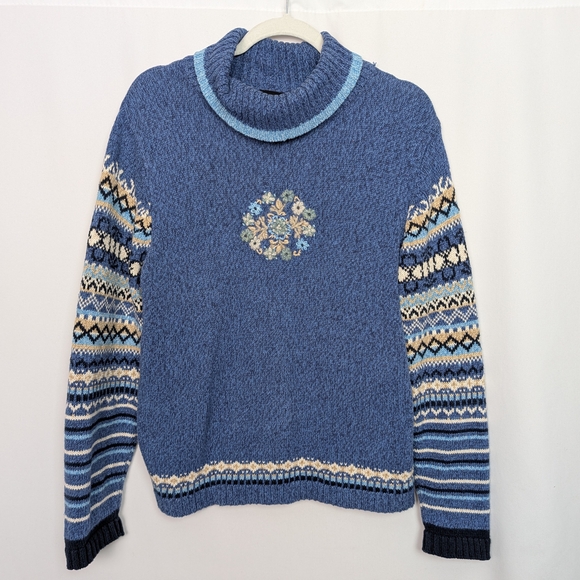 Erika Sweaters - Vintage 90s Y2K Fair Isle Floral Sweater